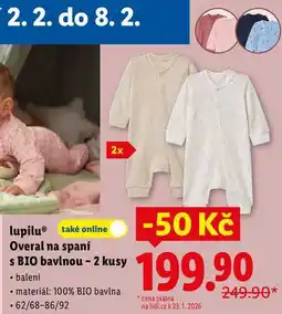 Lidl lupilu Overal na spaní s BIO bavlnou - 2 kusy nabídka