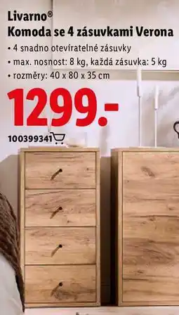 Lidl Livarno Komoda se 4 zásuvkami Verona nabídka