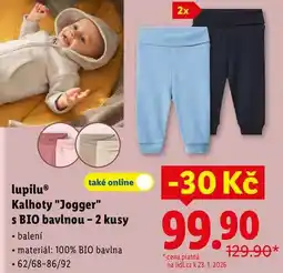 Lidl lupilu Kalhoty Jogger s BIO bavlnou - 2 kusy nabídka
