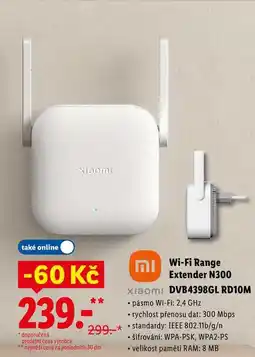 Lidl Wi-Fi Range Extender N300 Xiaomi DVB4398GL RD10M nabídka