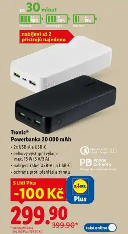 Lidl Tronic Powerbanka 20 000 mAh nabídka