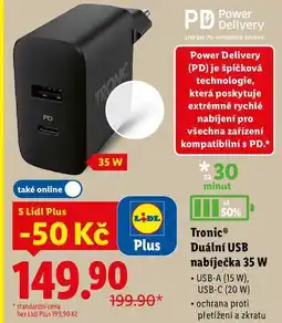 Lidl Tronic Duální USB nabíječka 35 W nabídka