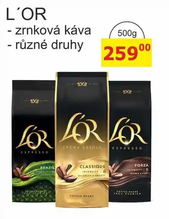BENE Nápoje L'OR - zrnková káva nabídka