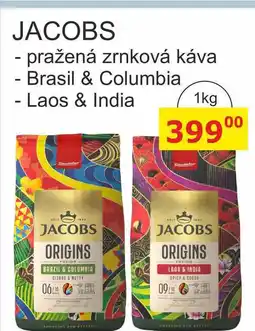 BENE Nápoje JACOBS - pražená zrnková káva, Brasil & Columbia, Laos & India nabídka