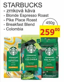 BENE Nápoje STARBUCKS - zrnková káva nabídka