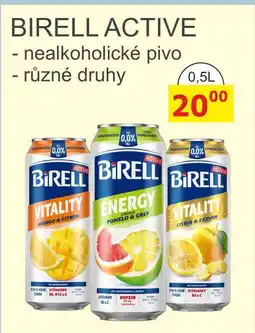 BENE Nápoje BIRELL ACTIVE nealkoholické pivo, různé druhy nabídka