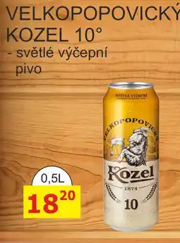 BENE Nápoje VELKOPOPOVICKÝ KOZEL 10° světlé výčepní pivo 0,5l plech nabídka
