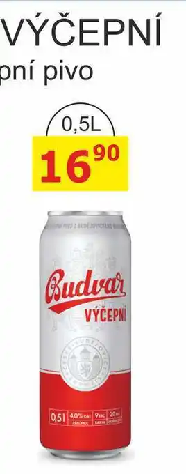 BENE Nápoje BUDVAR Pivo světlé výčepní 0,5l 0.5l plechovka nabídka