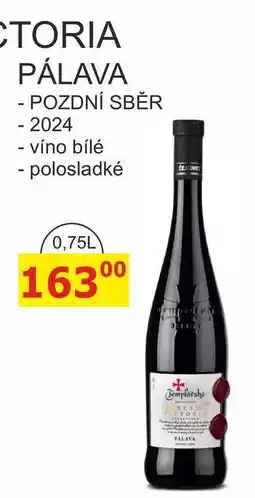 BENE Nápoje Templářské sklepy 0,75l SANCTUS VICTORIA PÁLAVA, POZDNÍ SBĚR 2024 nabídka