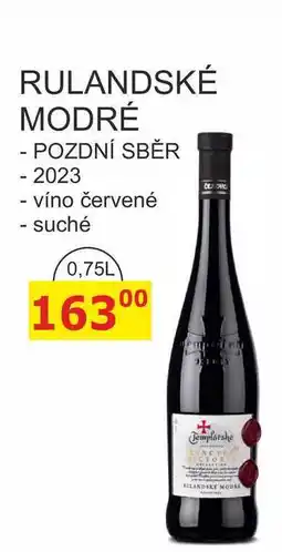 BENE Nápoje Templářské sklepy 0,75l SANCTUS VICTORIA RULANDSKÉ MODRÉ, POZDNÍ SBĚR, 2023 víno červené nabídka