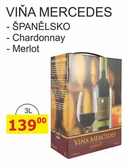 BENE Nápoje VIŇA MERCEDES -Chardonnay, Merlot nabídka