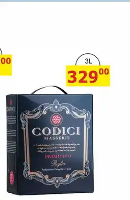 BENE Nápoje CODICI 3L MASSERIE PRIMITIVO Puglia nabídka
