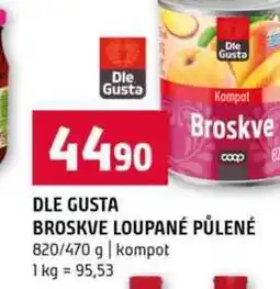Terno DLE GUSTA BROSKVE LOUPANÉ PŮLENÉ 820/470 g kompot nabídka