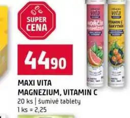 Terno MAXI VITA MAGNEZIUM, VITAMIN C 20 ks šumivé tablety nabídka