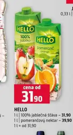 Terno HELLO pomeranč orange 1l 100% jablečná šťáva 1l pomerančový nektar nabídka