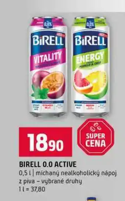 Terno BIRELL 0.0 ACTIVE 0,5l michaný nealkoholický nápoj z piva vybrané druhy nabídka