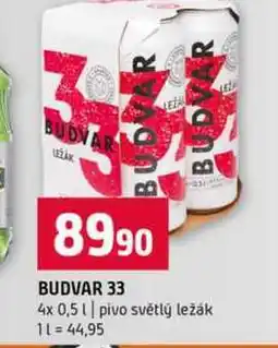 Terno BUDVAR 33 4x 0,5l pivo světlý ležák nabídka