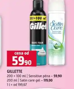 Terno GILLETTE 200+100 ml Sensitive pěna 200 ml Satin care gel nabídka