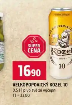 Terno VELKOPOPOVICKÝ KOZEL 10 0,5l pivo světlé výčepní nabídka