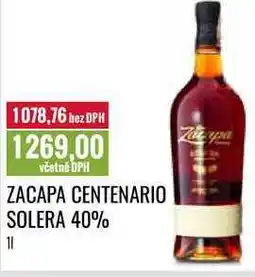 Ratio ZACAPA CENTENARIO SOLERA 40% nabídka