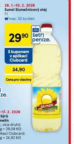 Tesco Sunol slunečnicový olej nabídka