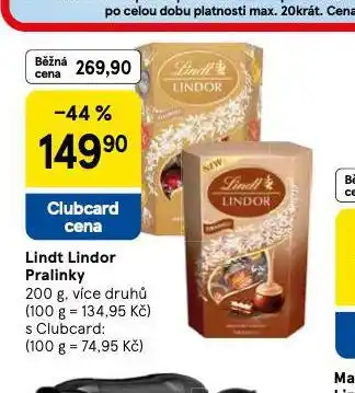 Tesco Lindt lindor pralinky nabídka