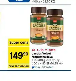 Tesco Jacobs velvet rozpustná káva nabídka