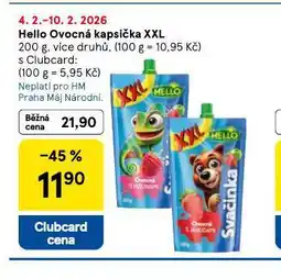 Tesco Hello ovocná kapsička xxl nabídka