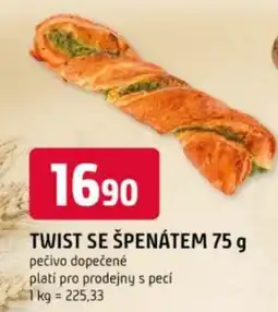 Trefa Twist se špenátem pečivo dopečené platí pro prodejny s pecí nabídka