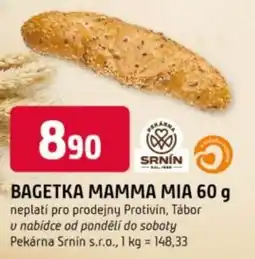 Trefa Bagetka mamma mia neplatí pro prodejny protivín, tábor v nabídce od pondělí do soboty pekárna srnin s.r.o. nabídka
