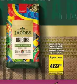 Tesco Jacobs origins fusion brazil & colombia káva pražená zrnková nabídka