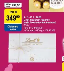 Tesco Lindt hochfein pralinky směs čokoládových bonbonů nabídka