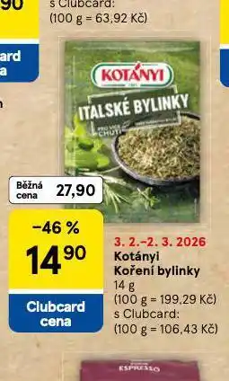 Tesco Kotányi koření bylinky nabídka