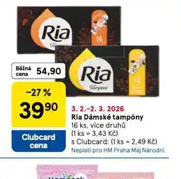 Tesco Ria dámské tampony nabídka