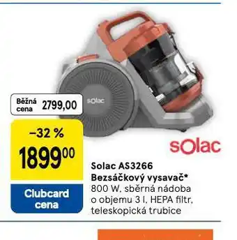 Tesco Solac bezsáčkový vysavač nabídka