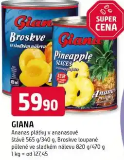 Trefa Giana ananas plátky v ananasové nabídka