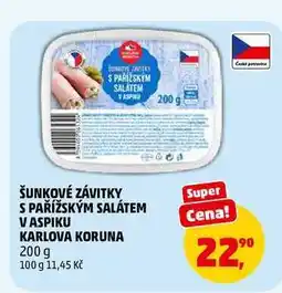 Penny Market ŠUNKOVÉ ZÁVITKY S PAŘÍŽSKÝM SALÁTEM V ASPIKU KARLOVA KORUNA nabídka