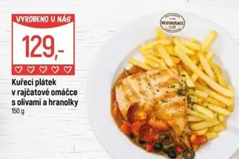 Globus Kuřecí plátek v rajčatové omáčce s olivami a hranolky nabídka