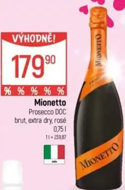 Globus Mionetto Prosecco DOC brut, extra dry, rosé nabídka
