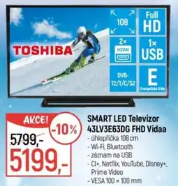 Globus TOSHIBA SMART LED Televizor 43LV3E63DG FHD Vidaa nabídka