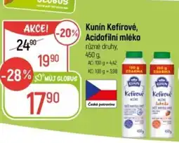 Globus Kunín Kefírové, Acidofilní mléko nabídka
