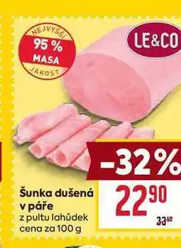 Billa Šunka dušená v páře z pultu lahůdek cena za nabídka