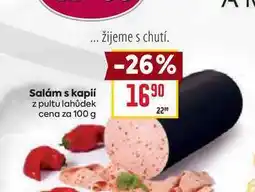 Billa Salám s kapií z pultu lahůdek cena za nabídka