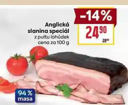 Billa Anglická slanina speciál z pultu lahůdek cena za nabídka
