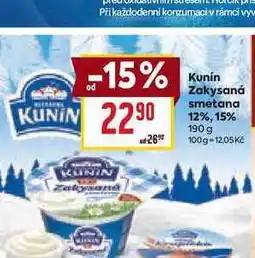 Billa Kunin Zakysaná smetana 12%, 15% nabídka