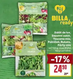 Billa Sezonní salát, Toscana mix, Polníček, Rukola, Párty mix od nabídka