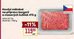 Billa Hovězí mělněné na přípravu burgerů a masových kuliček nabídka