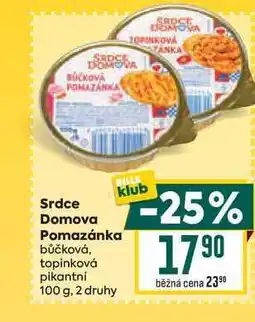 Billa Srdce Domova Pomazánka bůčková, topinková pikantní nabídka