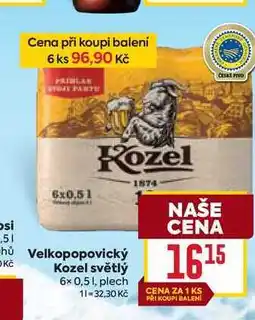 Billa Velkopopovický Kozel světlý 6x 0,51, plech nabídka