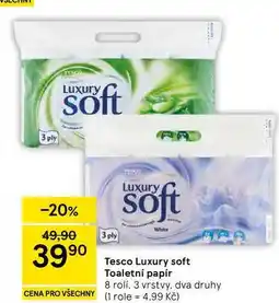 Tesco Tesco Luxury soft Toaletní papír, 8 rolí, 3 vrstvy nabídka